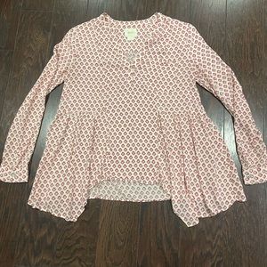 Maeve Anthropologie Women's Size 6 Tunic Blouse Flowy Shirt Pink Red